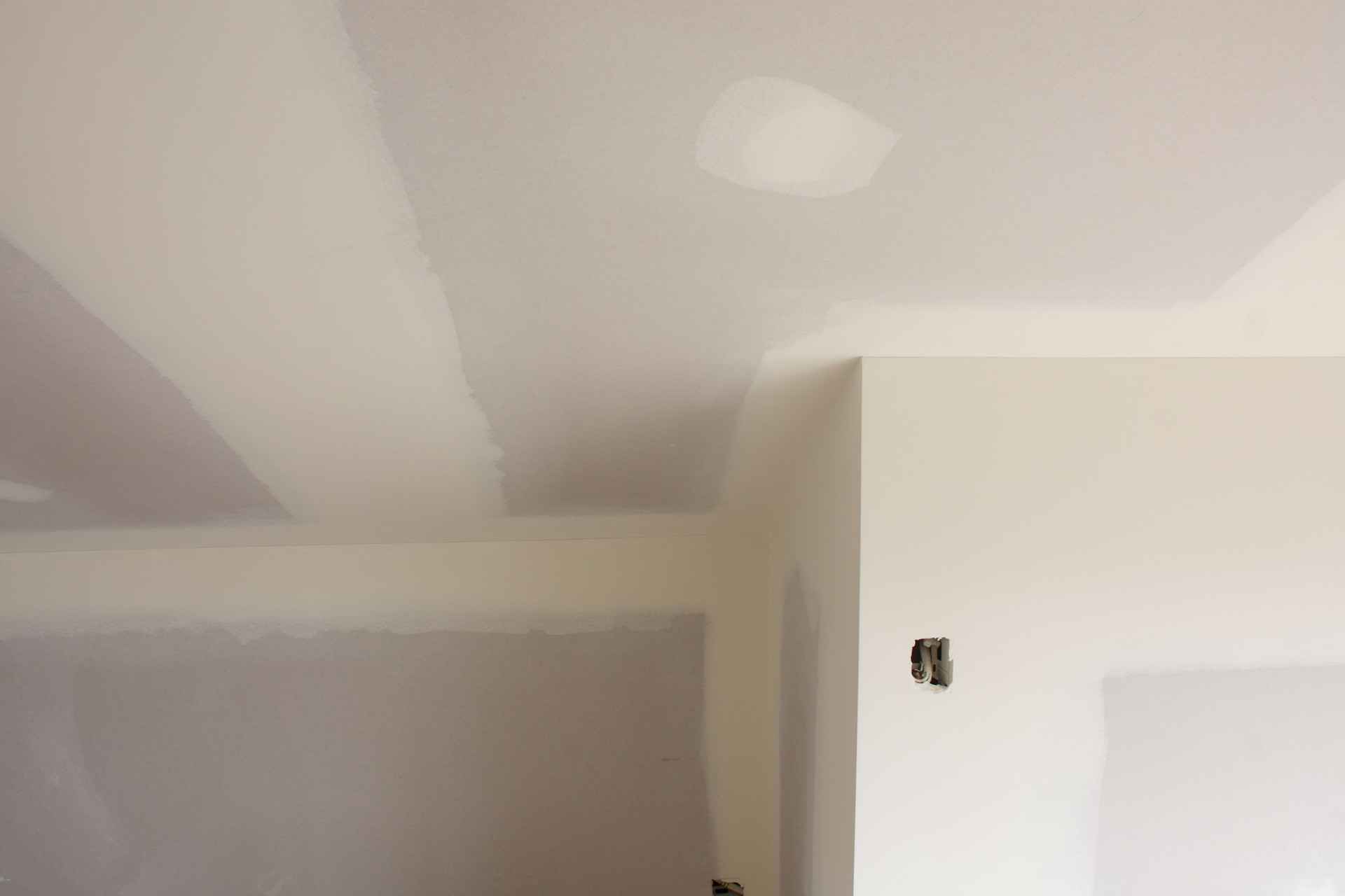 Close-Up Of Plastered Drywall Plasterboard Corners